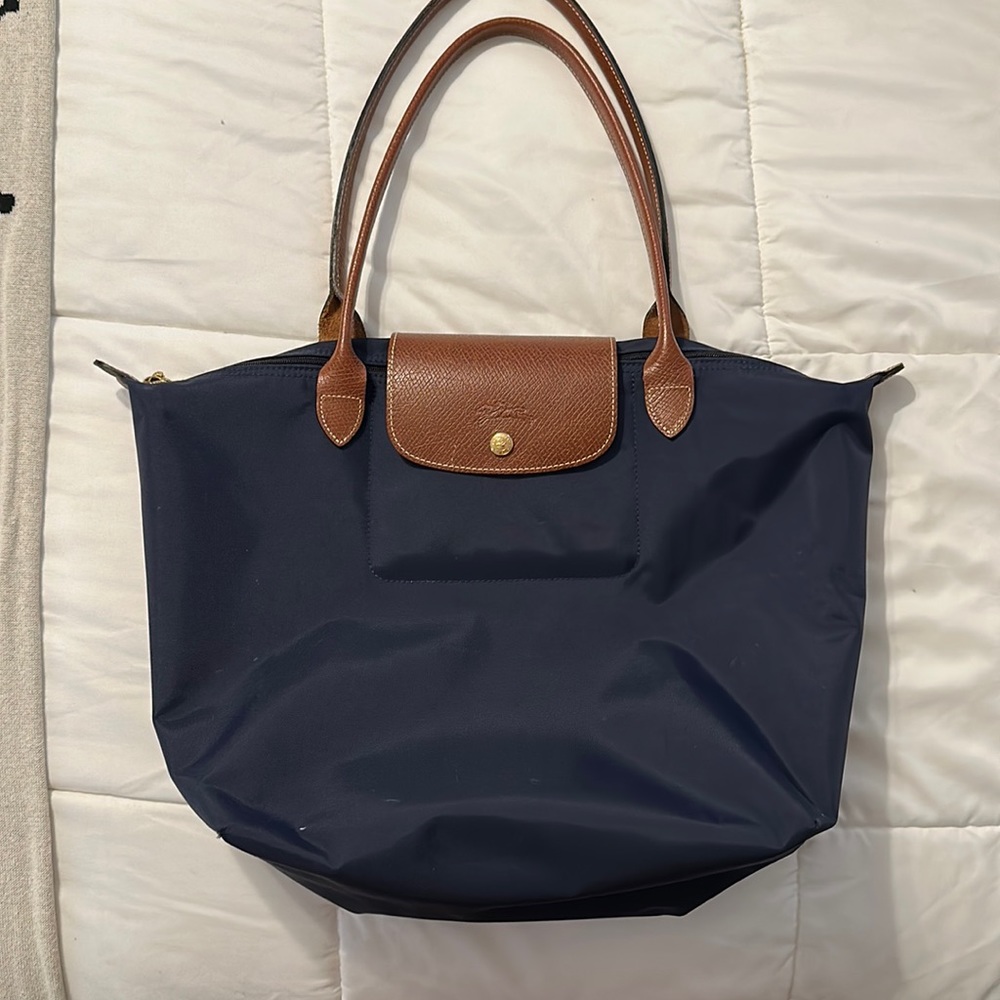 large navy long champ tote